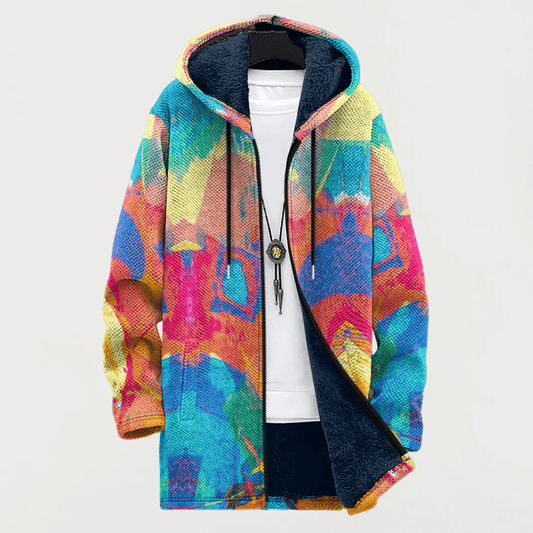 Liam | Unisex Boho Tribal Print Zip Up Hoodie Jacket | Fleece Lined Ethnic Festival Sweatshirt Hirschfeld 