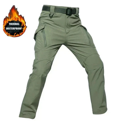 Milo | Herren Outdoor Militär Taktische-Winterhose – wasserfest – Fleecefutter – Stretch – Cargo-Taschen – Reißverschluss Hirschfeld Grün S 