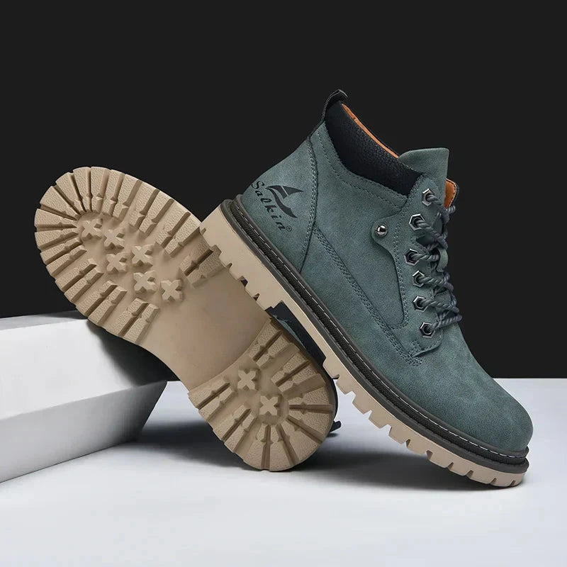 Tobias | Herren Schneestiefel mit Fellfutter, knöchelhoch, Schnürung – wasserdicht – Leder Hirschfeld 