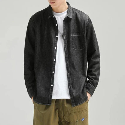 Grayson | Herren Jeanshemd Langarm – Hemdkragen – 100% Baumwoll-Denim – robust & atmungsaktiv Hirschfeld 