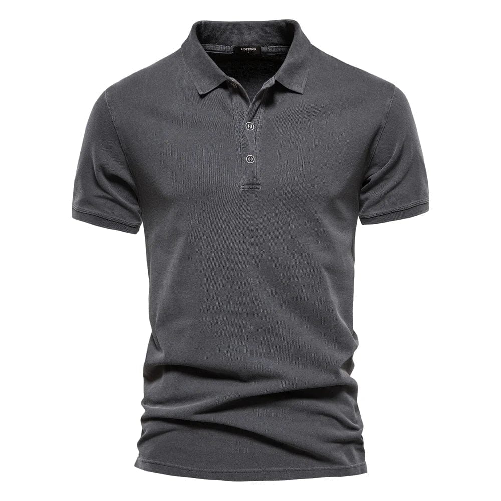 Aaron | Herren Polo-Shirt – Polokragen – taillierte Passform – 100% Bio-Baumwolle Hirschfeld Dunkelgrau S 