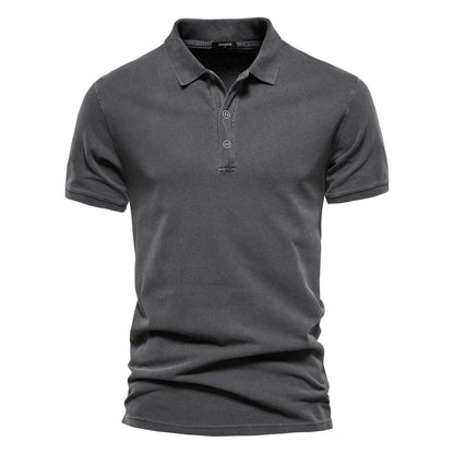 Aaron | Herren Polo-Shirt – Polokragen – taillierte Passform – 100% Bio-Baumwolle Hirschfeld Dunkelgrau S 