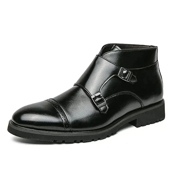 Bailey | Herren Doppel-Monk-Stiefel Monkstrap – gepolsterte Innensohle – PU-Kunstleder Hirschfeld Schwarz 39 