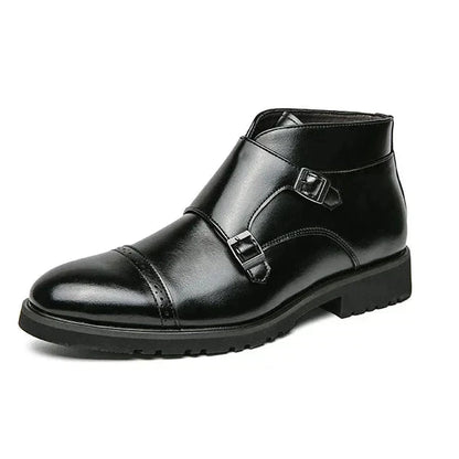 Bailey | Herren Doppel-Monk-Stiefel Monkstrap – gepolsterte Innensohle – PU-Kunstleder Hirschfeld Schwarz 39 
