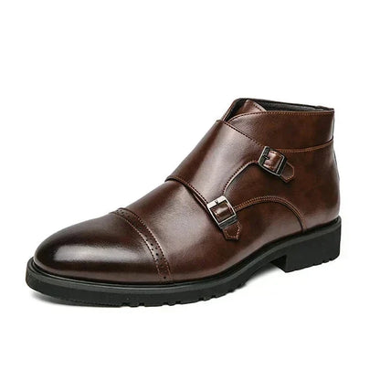Bailey | Herren Doppel-Monk-Stiefel Monkstrap – gepolsterte Innensohle – PU-Kunstleder Hirschfeld Mocha Braun 39 