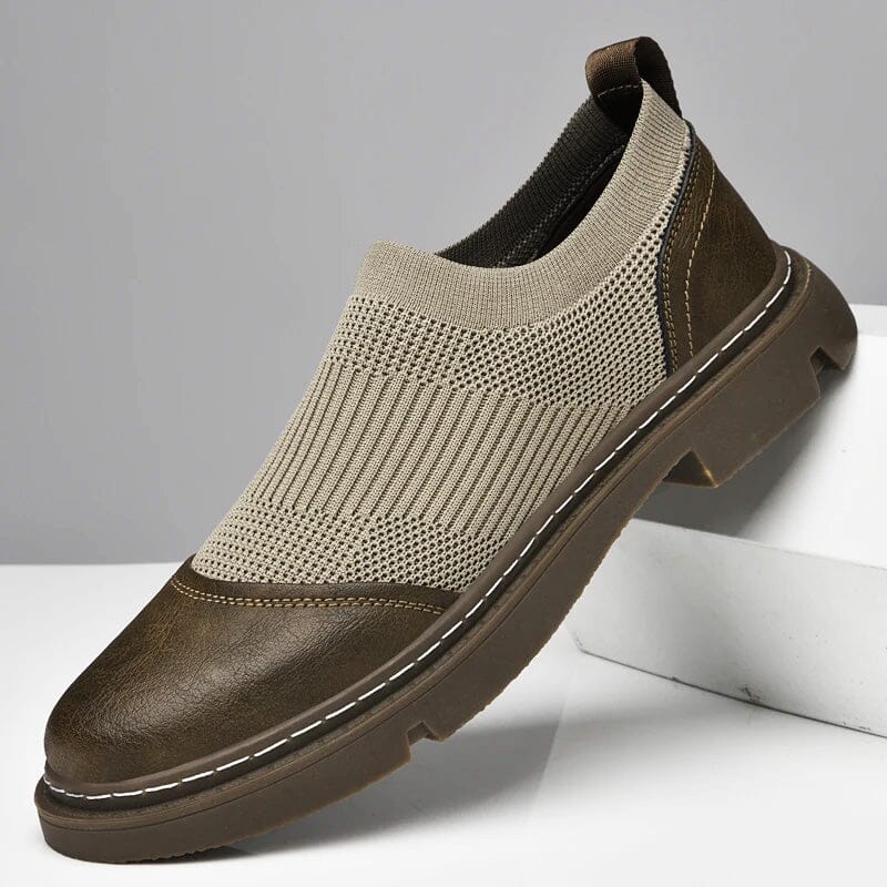 Edmund | Slip-On Loafer – Mesh-Strick & Leder-Details – rutschfeste Gummisohle Hirschfeld Braun 40 