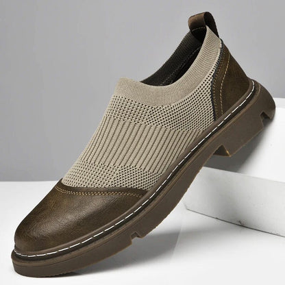 Edmund | Slip-On Loafer – Mesh-Strick & Leder-Details – rutschfeste Gummisohle Hirschfeld Braun 40 