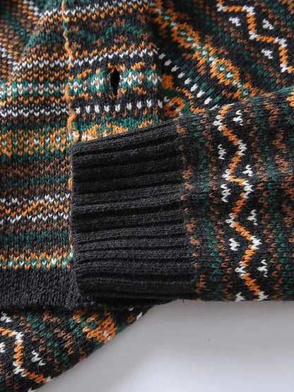 Molly | Damen Vintage-Pullover – Rundhals – nordisches Jacquard – Wollstrick, weich & warm Hirschfeld 