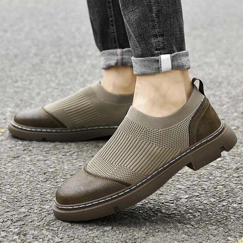 Edmund | Slip-On Loafer – Mesh-Strick & Leder-Details – rutschfeste Gummisohle Hirschfeld 