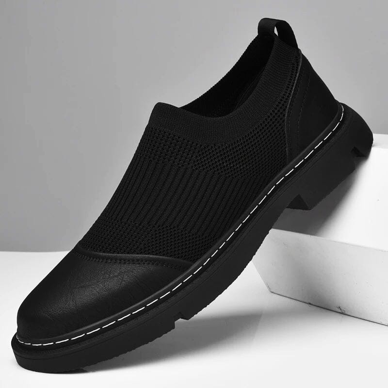 Edmund | Slip-On Loafer – Mesh-Strick & Leder-Details – rutschfeste Gummisohle Hirschfeld Schwarz 40 