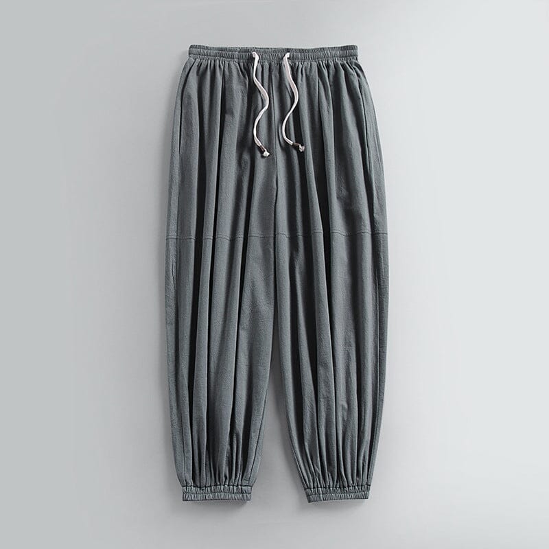 Ted | Herren Lässige Hose – Barrel-Leg Taper – Baumwoll-Twill – elastischer Bund & Bündchen Hirschfeld Grau XS 