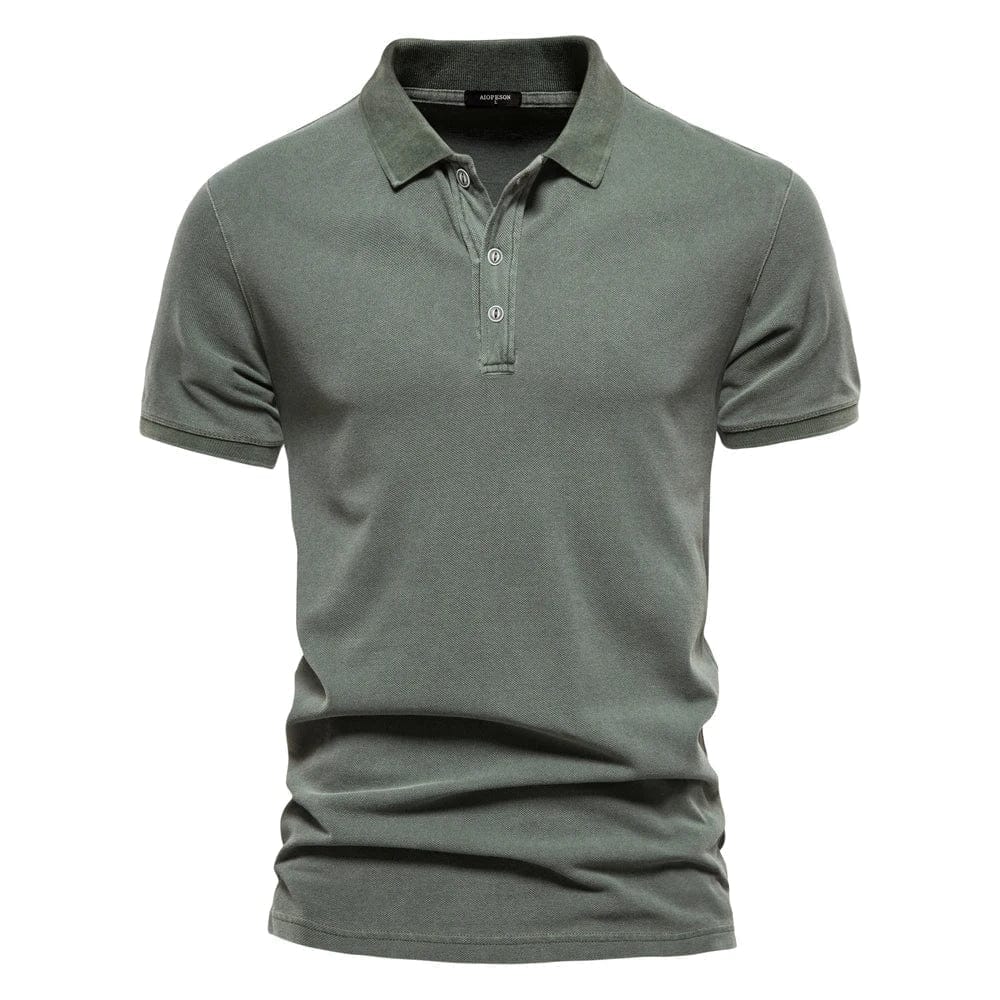 Aaron | Herren Polo-Shirt – Polokragen – taillierte Passform – 100% Bio-Baumwolle Hirschfeld Grün S 