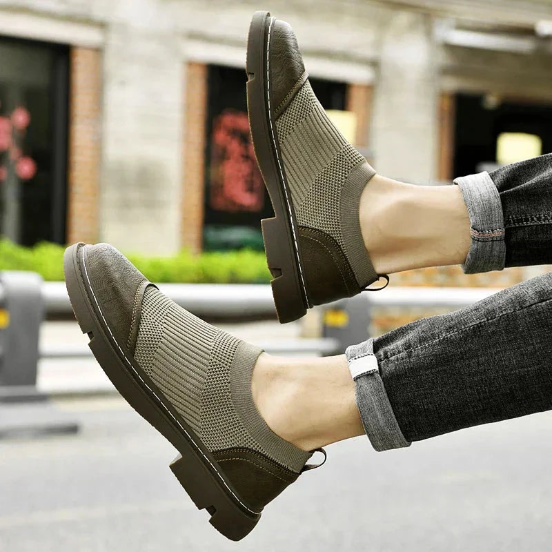 Edmund | Slip-On Loafer – Mesh-Strick & Leder-Details – rutschfeste Gummisohle Hirschfeld 