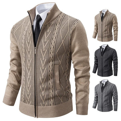 Jayson | Herren Strick-Cardigan Full-Zip – Stehkragen – Rippstruktur – baumwollreicher Feinstrick Hirschfeld 