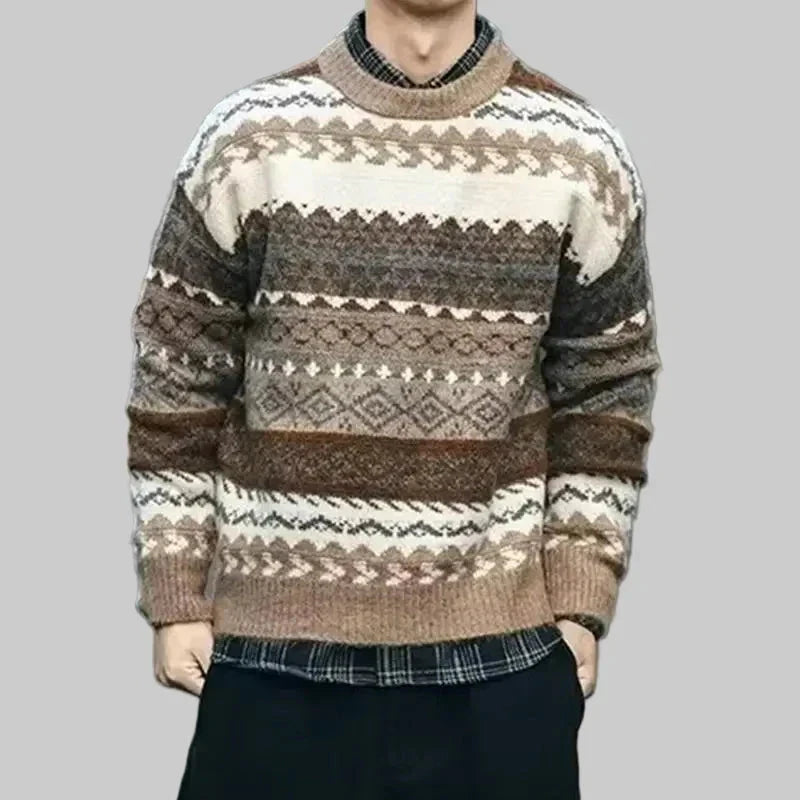 Renee | Damen Vintage-Inselpullover – Rundhals – nordisches Jacquard – Wollstrick, warm & weich Hirschfeld 