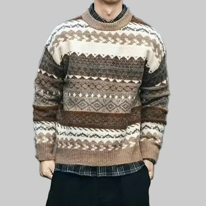 Renee | Damen Vintage-Inselpullover – Rundhals – nordisches Jacquard – Wollstrick, warm & weich Hirschfeld 