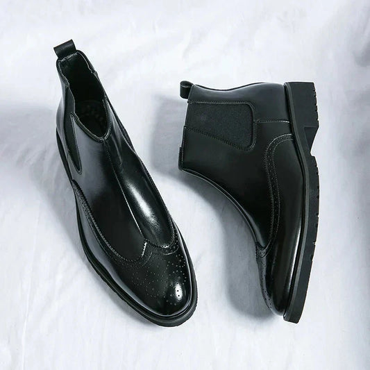 Benjamin | Herren Chelsea-Stiefel Slip-on – elastische Einsätze – PU-Kunstleder Hirschfeld Schwarz 38 