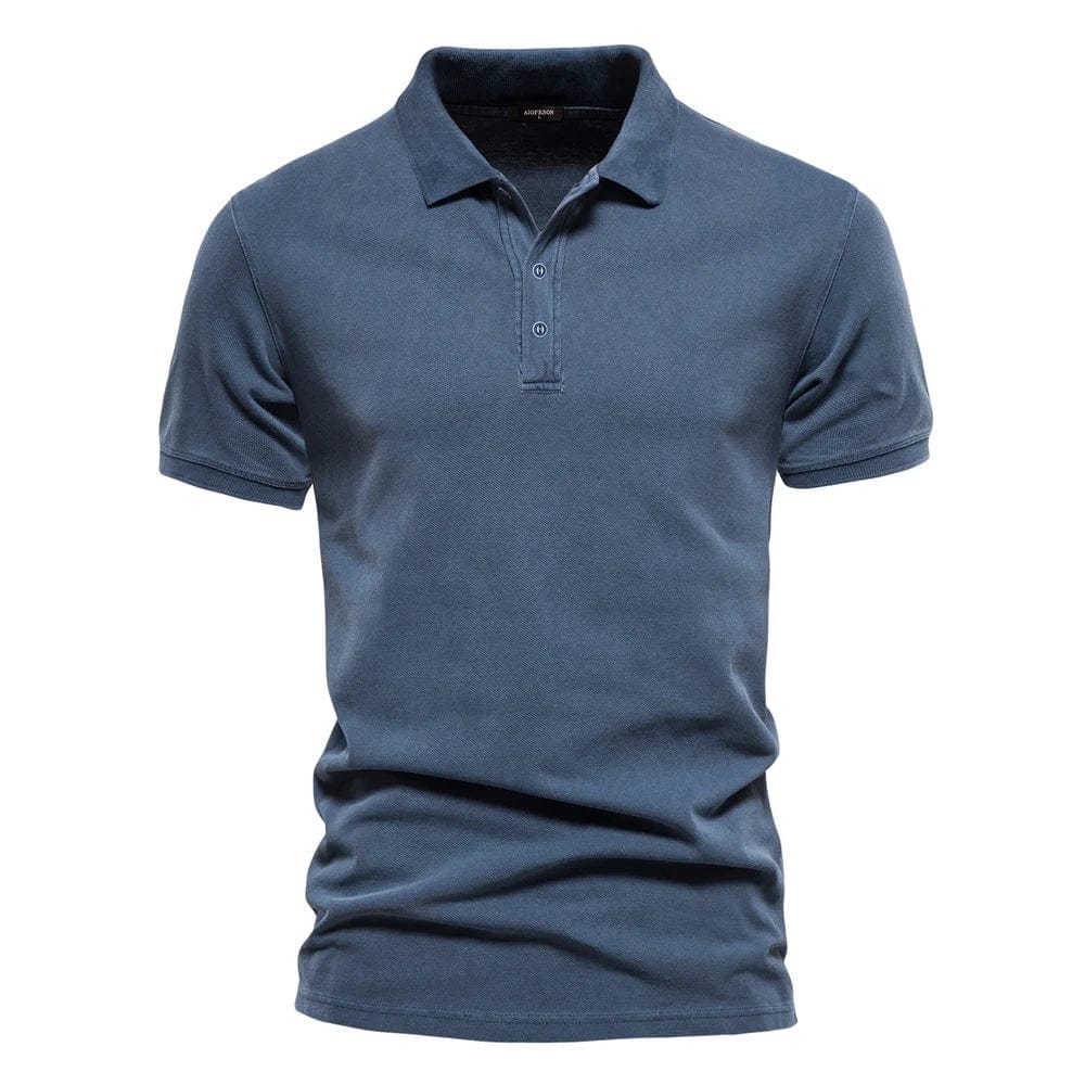 Aaron | Herren Polo-Shirt – Polokragen – taillierte Passform – 100% Bio-Baumwolle Hirschfeld Dunkelblau S 