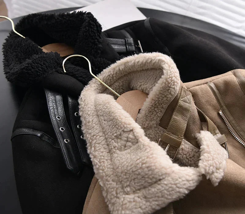 Candice | Damen Lederjacke Biker – Sherpa-Kragen – Echtleder – Reißverschluss becker boutique21022024 Hirschfeld 