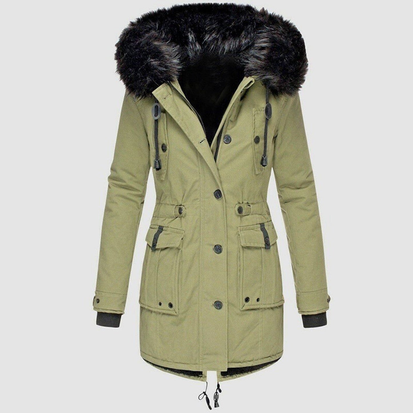 Darren | Damen Parka mit Kapuze – wasserabweisend – Baumwoll-Oberstoff – warm gefüttert vanhalenmode161123jassendames Hirschfeld Grün S 