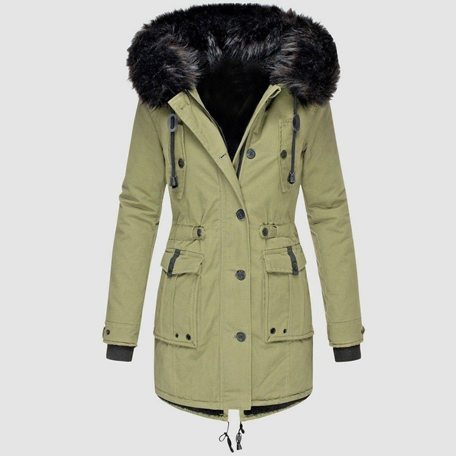 Darren | Damen Parka mit Kapuze – wasserabweisend – Baumwoll-Oberstoff – warm gefüttert vanhalenmode161123jassendames Hirschfeld Grün S 