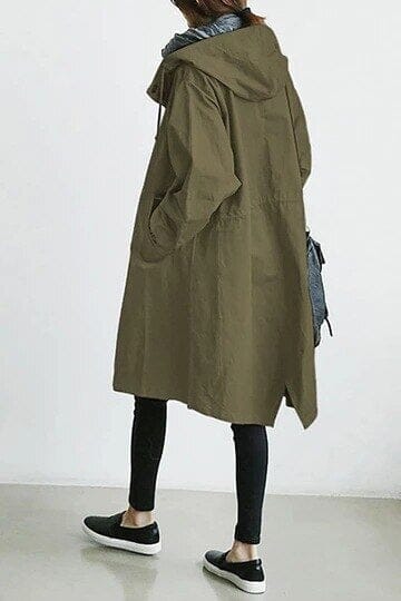 Abigail | Damen Trenchcoat mit Kapuze – leicht & atmungsaktiv – taillierte Silhouette – Übergangsmantel csvnovember Hirschfeld 