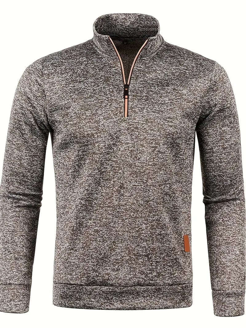 Bastian | Herren 1/4-Zip Strickpullover – Stehkragen – Rippstruktur – warm & atmungsaktiv Hirschfeld Kaffee S 