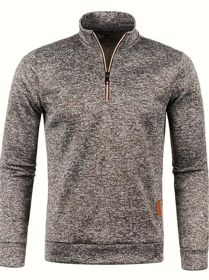 Bastian | Herren 1/4-Zip Strickpullover – Stehkragen – Rippstruktur – warm & atmungsaktiv Hirschfeld Kaffee S 