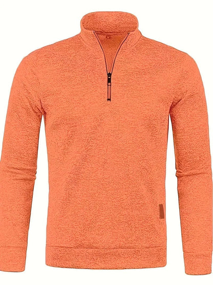 Bastian | Herren 1/4-Zip Strickpullover – Stehkragen – Rippstruktur – warm & atmungsaktiv Hirschfeld Orange S 