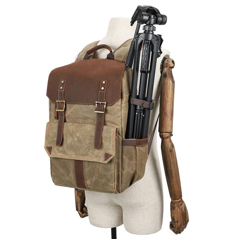 Paul | Kamera-Rucksack Herren/Unisex – gewachstes Canvas & Leder – abnehmbarer Kameraeinsatz – wasserabweisend – 25 L canvas backpack Hirschfeld 