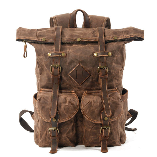 Philip | Leder-Rucksack Herren/Unisex – Vollnarbenleder & gewachstes Canvas – 25 L – robust & zeitlos canvas backpack Hirschfeld Kaffee 
