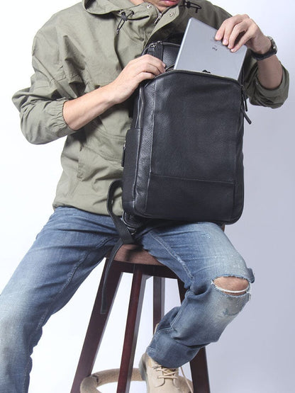 Gary | Herren Leder-Rucksack – Laptopfach & Anti-Diebstahl-Tasche – Vollnarbenleder leather backpack Hirschfeld 