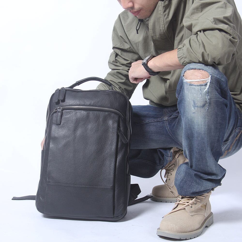 Gary | Herren Leder-Rucksack – Laptopfach & Anti-Diebstahl-Tasche – Vollnarbenleder leather backpack Hirschfeld 