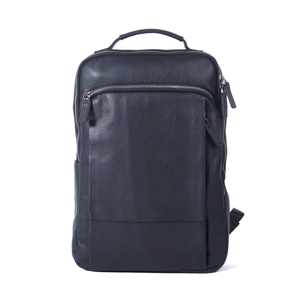 Gary | Herren Leder-Rucksack – Laptopfach & Anti-Diebstahl-Tasche – Vollnarbenleder leather backpack Hirschfeld Schwarz 