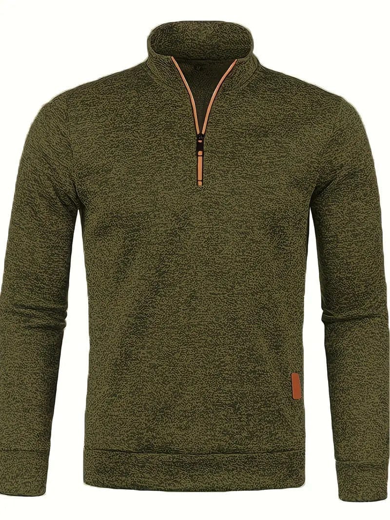 Bastian | Herren 1/4-Zip Strickpullover – Stehkragen – Rippstruktur – warm & atmungsaktiv Hirschfeld Militärgrün S 