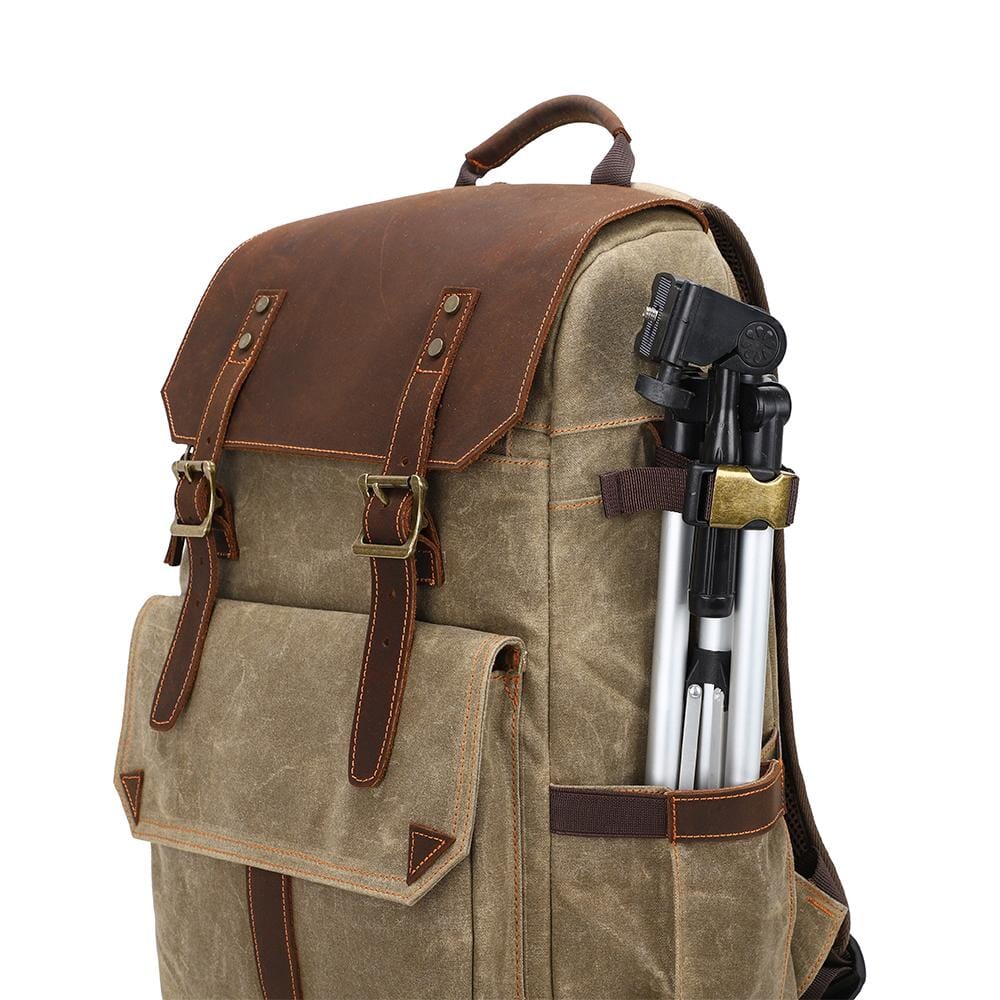 Paul | Kamera-Rucksack Herren/Unisex – gewachstes Canvas & Leder – abnehmbarer Kameraeinsatz – wasserabweisend – 25 L canvas backpack Hirschfeld 