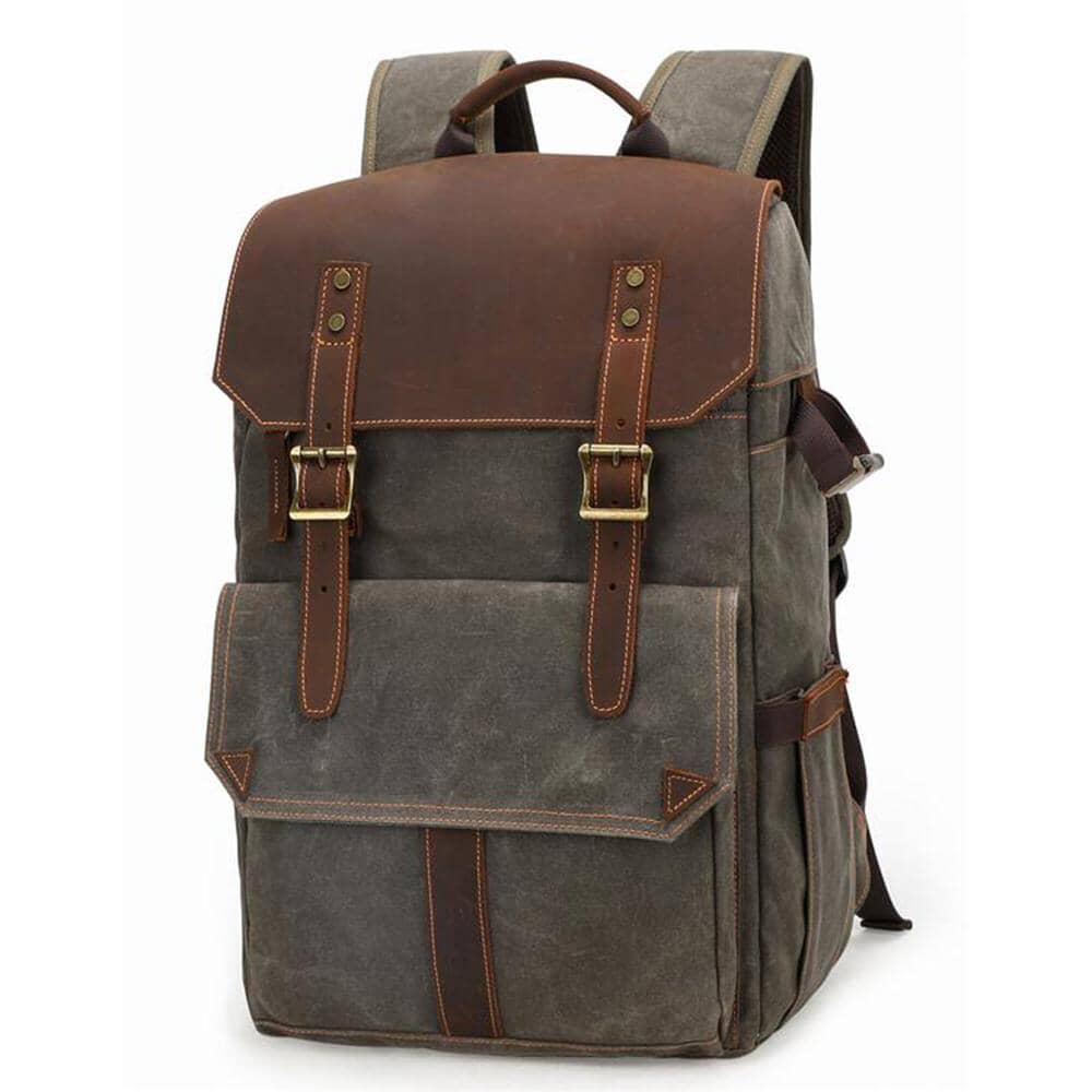 Paul | Kamera-Rucksack Herren/Unisex – gewachstes Canvas & Leder – abnehmbarer Kameraeinsatz – wasserabweisend – 25 L canvas backpack Hirschfeld 