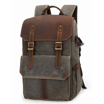 Paul | Kamera-Rucksack Herren/Unisex – gewachstes Canvas & Leder – abnehmbarer Kameraeinsatz – wasserabweisend – 25 L canvas backpack Hirschfeld 