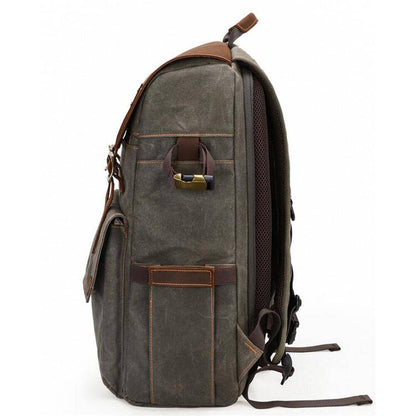 Paul | Kamera-Rucksack Herren/Unisex – gewachstes Canvas & Leder – abnehmbarer Kameraeinsatz – wasserabweisend – 25 L canvas backpack Hirschfeld 