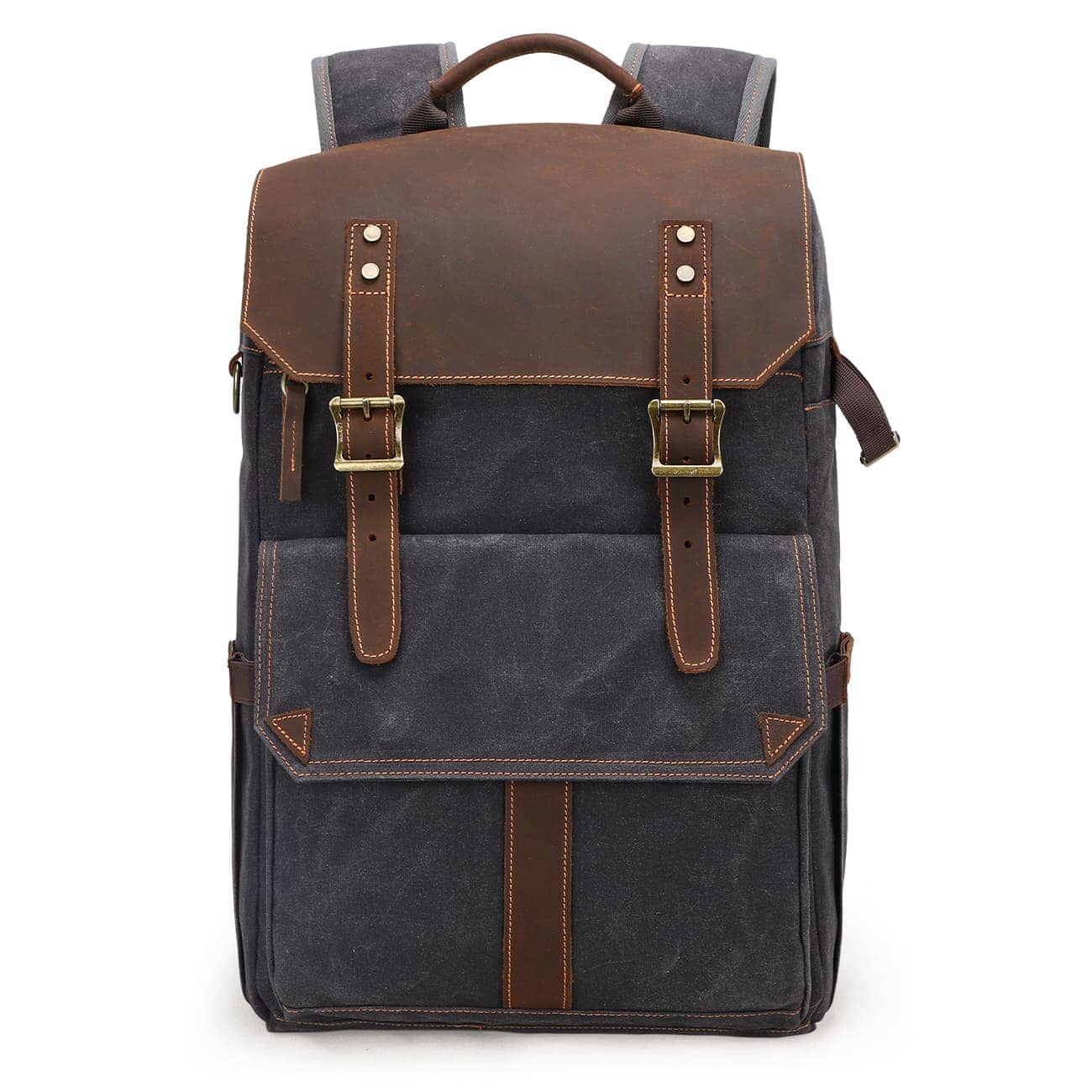 Paul | Kamera-Rucksack Herren/Unisex – gewachstes Canvas & Leder – abnehmbarer Kameraeinsatz – wasserabweisend – 25 L canvas backpack Hirschfeld Dunkelgrau 