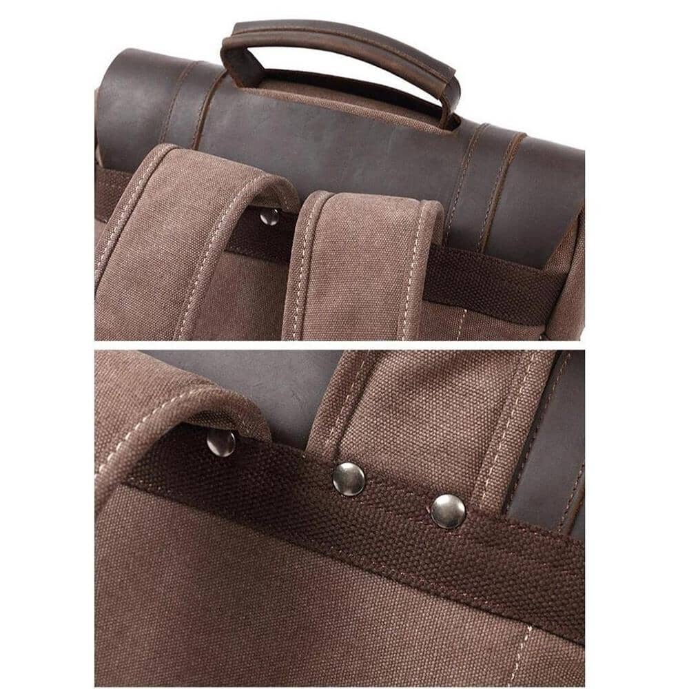 Raymond | Rucksack Herren/Unisex – Baumwoll-Canvas & Vollnarbenleder – Laptopfach 15,6″ – 16 L canvas backpack Hirschfeld 