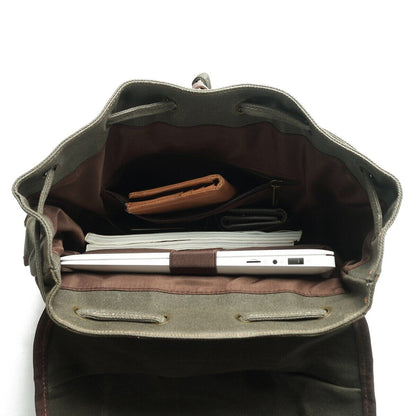 Robert | Rucksack Herren/Unisex – gewachstes Canvas & Vollnarbenleder – Laptopfach 15,6″ – 18 L – wasserabweisend canvas backpack Hirschfeld 