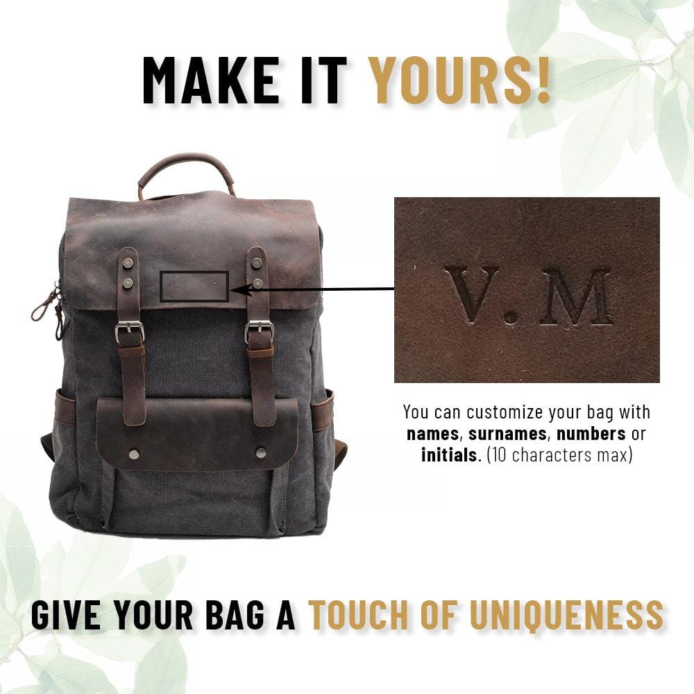 Ricky | Rucksack Herren/Unisex – gewachstes Canvas & Vollnarbenleder – Laptopfach 15,6″ – 16 L – wasserabweisend canvas backpack Hirschfeld 