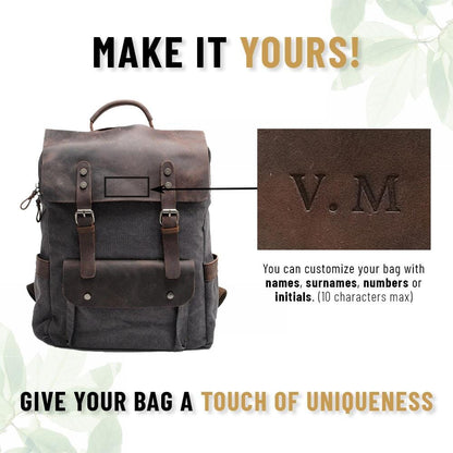 Ricky | Rucksack Herren/Unisex – gewachstes Canvas & Vollnarbenleder – Laptopfach 15,6″ – 16 L – wasserabweisend canvas backpack Hirschfeld 