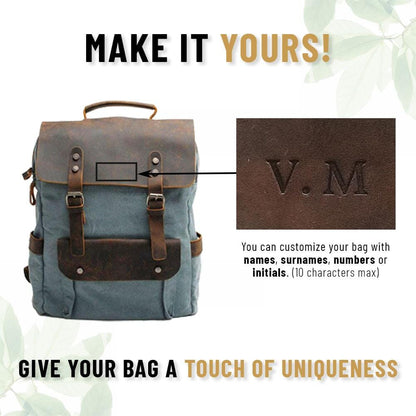 Ricky | Rucksack Herren/Unisex – gewachstes Canvas & Vollnarbenleder – Laptopfach 15,6″ – 16 L – wasserabweisend canvas backpack Hirschfeld 