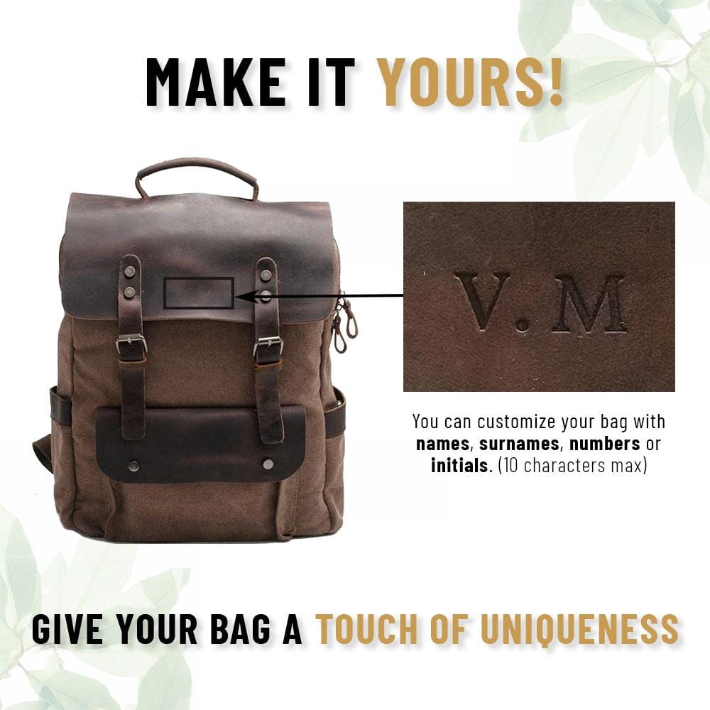 Ricky | Rucksack Herren/Unisex – gewachstes Canvas & Vollnarbenleder – Laptopfach 15,6″ – 16 L – wasserabweisend canvas backpack Hirschfeld 