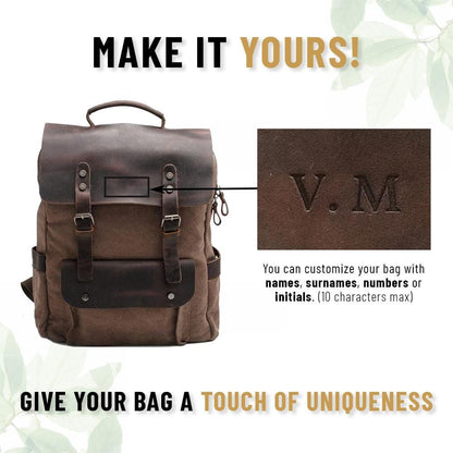 Ricky | Rucksack Herren/Unisex – gewachstes Canvas & Vollnarbenleder – Laptopfach 15,6″ – 16 L – wasserabweisend canvas backpack Hirschfeld 