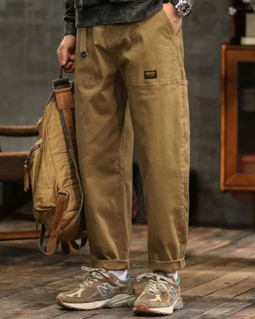 Raphael | Herren Cargo-Hose – Relaxed Fit – Baumwoll-Mix – Utility-Taschen – Vintage-Washed – Umschlagsaum Hirschfeld 