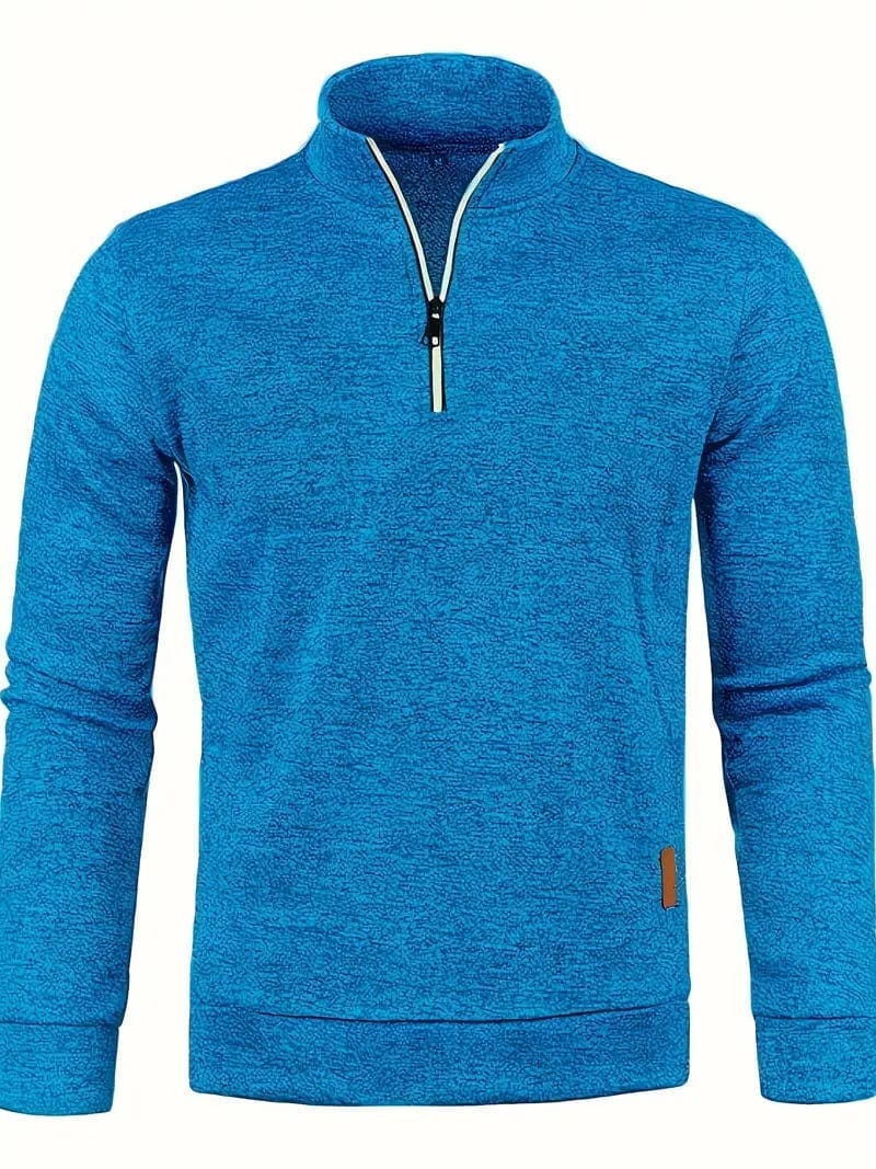 Bastian | Herren 1/4-Zip Strickpullover – Stehkragen – Rippstruktur – warm & atmungsaktiv Hirschfeld Pfauenblau S 