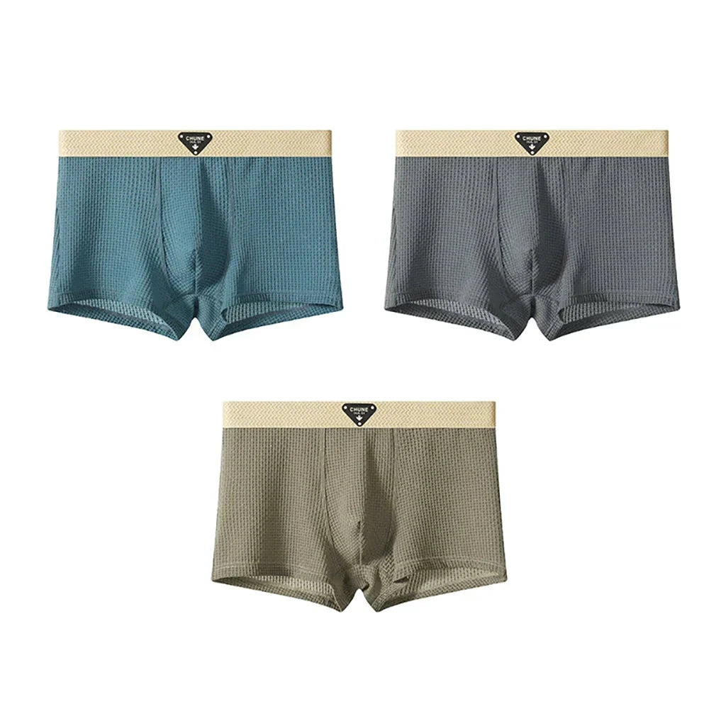 Zachary | Herren Boxershorts (Trunk) – Eis-Seiden-Mix – Flatlock-Nähte – elastischer Komfortbund Hirschfeld Blau-Grau-Grün XS 
